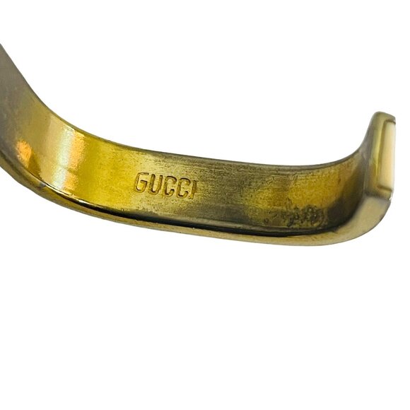 Vintage Gucci Cuff Bracelet Gold-Tone Square  Bangle 2 1/2" x 1 1/2" - Picture 5 of 11
